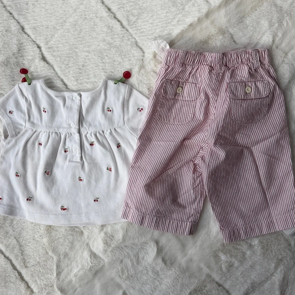 Gymboree Sweet Cherries Tee Pants and Sweater 18-24 Months Vintage